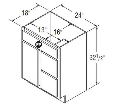 Aristokraft Cabinetry Select Series Glyn Birch Vanity With Drawer Base VSD2432.518L Hinged Left