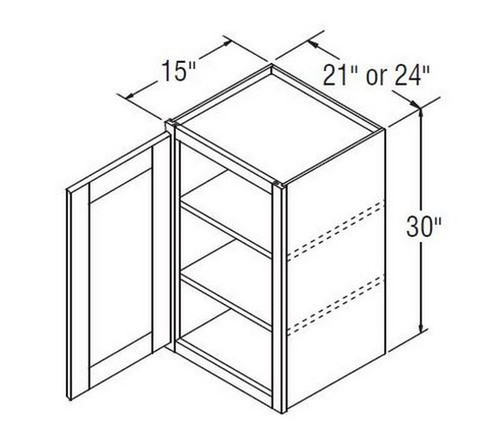 Aristokraft Cabinetry Select Series Glyn Birch Wall Cabinet with Glass WWG213015