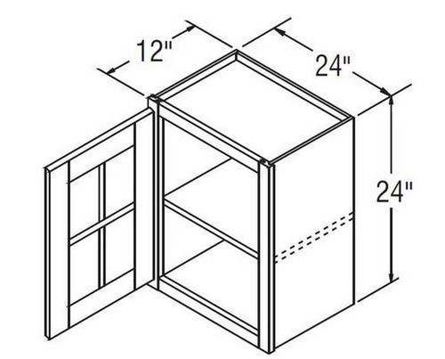 Aristokraft Cabinetry All Plywood Series Ellis PureStyle Wall Cabinet With Mullion Doors WMD2424L Hinged Left