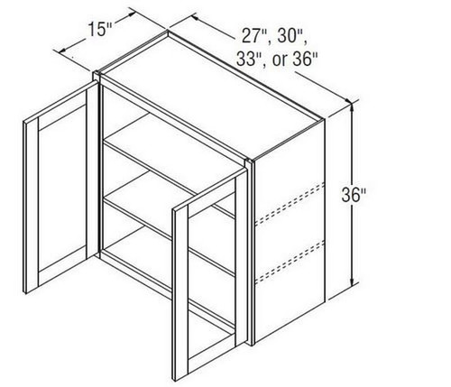 Aristokraft Cabinetry All Plywood Series Ellis Purestyle Wall Cabinet with Glass WWG333615B