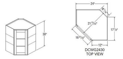 Aristokraft Cabinetry All Plywood Series Ellis Purestyle Diagonal Wall Cabinet with Glass DCWG2430