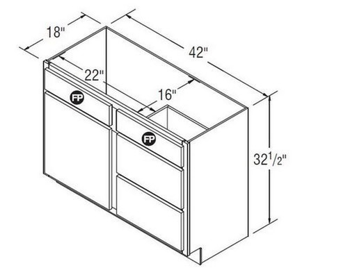 Aristokraft Cabinetry Select Series Ellis PureStyle Vanity Door and Drawer Base VSD4232.518R Hinged Right