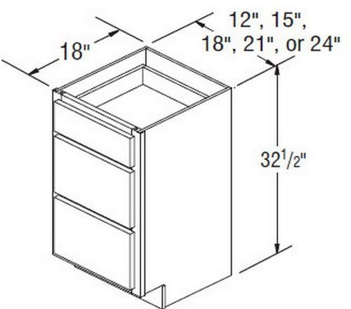 Aristokraft Cabinetry All Plywood Series Briarcliff II Paint Vanity Three Drawer Base VDB2132.518