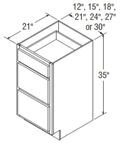 Aristokraft Cabinetry Select Series Briarcliff II Paint Vanity Three Drawer Base VDB2735