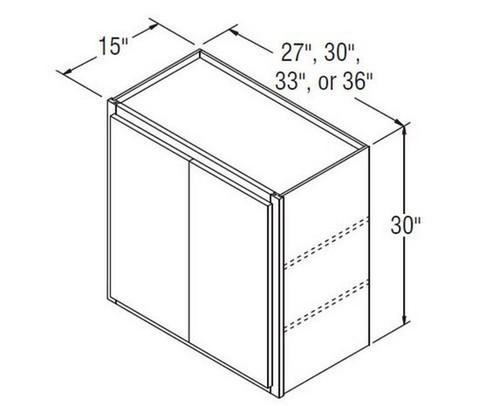 Aristokraft Cabinetry Select Series Brellin PureStyle 5 Piece Wall Cabinet With Doors Prepped For Glass W273015B