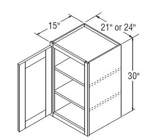 Aristokraft Cabinetry Select Series Brellin PureStyle 5 Piece Wall Cabinet With Mullion Doors WPG213015L Hinged Left