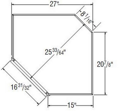Aristokraft Cabinetry Select Series Brellin PureStyle 5 Piece Diagonal Corner Cabinet Without Mullions DCPG2736R Hinged Right