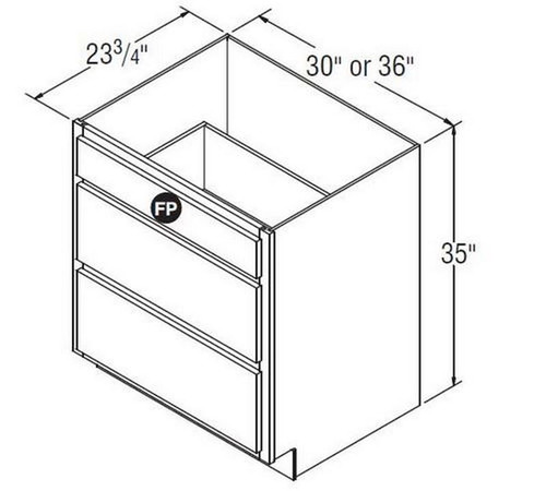 Aristokraft Cabinetry Select Series Brellin PureStyle 5 Piece Three Drawer Base With False Panel DBFP30