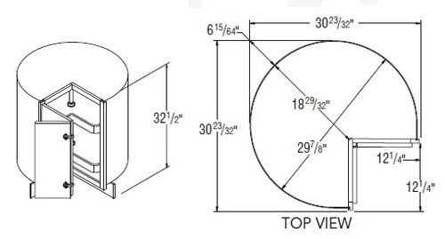 Aristokraft Cabinetry Select Series Brellin PureStyle 5 Piece Universal Base Lazy Susan BLS3632.5R Hinged Right