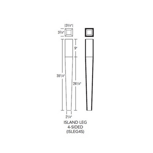 Aristokraft Cabinetry Select Series Brellin PureStyle 5 Piece Island Leg ISLEG4S