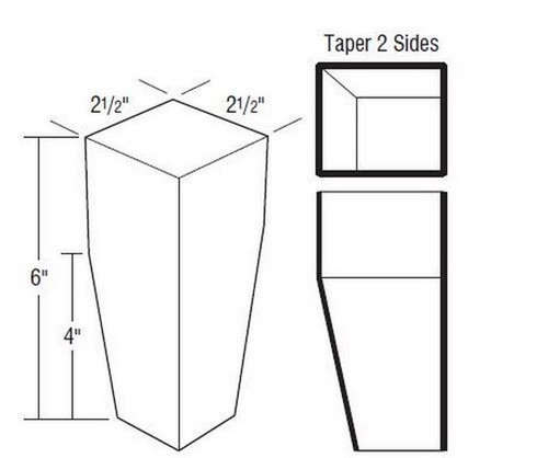 Aristokraft Cabinetry Select Series Brellin PureStyle 5 Piece Bun Foot TAPLEG