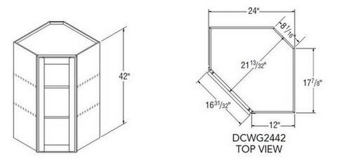 Aristokraft Cabinetry Select Series Brellin PureStyle 5 Piece Diagonal Wall Cabinet with Glass DCWG2442