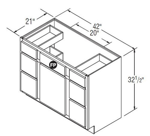 Aristokraft Cabinetry All Plywood Series Landen Maple Paint Vanity Double Drawer Base VDDB4232.5