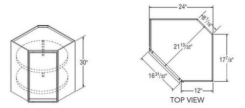 Aristokraft Cabinetry Select Series Landen Maple Paint Diagonal Corner Roto Cabinet DCR2430L Hinged Left