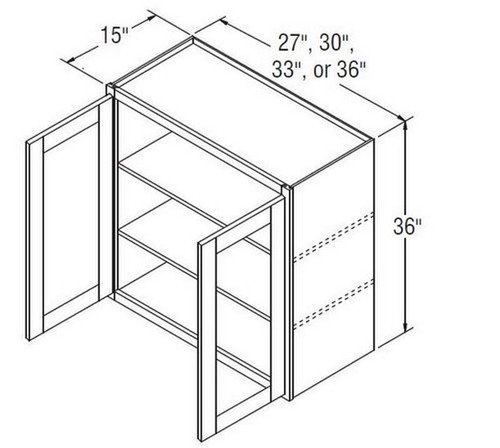 Aristokraft Cabinetry All Plywood Series Landen Maple Wall Cabinet With Doors Prepped For Glass WPG273615B