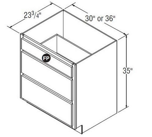 Aristokraft Cabinetry Select Series Landen Maple Three Drawer Base With False Panel DBFP36