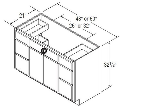 Aristokraft Cabinetry Select Series Landen Maple Vanity Double Drawer Base VDDB4832.5