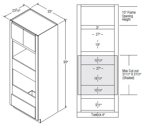 Aristokraft Cabinetry All Plywood Series Korbett Maple 5 Piece Oven with Microwave Cabinet OMS3390DDB