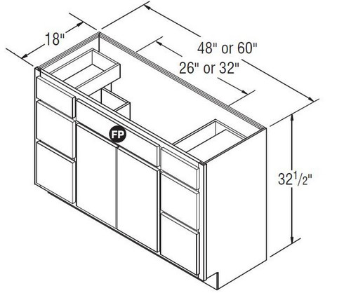 Aristokraft Cabinetry All Plywood Series Korbett Maple 5 Piece Vanity Double Drawer Base VDDB6032.518
