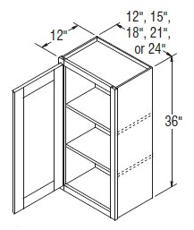Aristokraft Cabinetry All Plywood Series Korbett Maple 5 Piece Wall Cabinet with Glass WWG1536