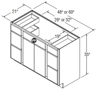 Aristokraft Cabinetry All Plywood Series Korbett Maple 5 Piece Vanity Double Drawer Base VDDB4835-3