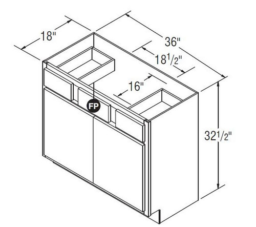Aristokraft Cabinetry Select Series Korbett Maple 5 Piece Vanity Sink Base VSB3632.518B