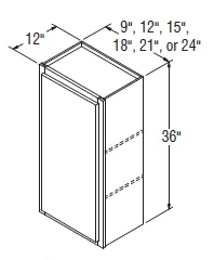 Aristokraft Cabinetry Select Series Korbett Paint Wall Cabinet W2436L Hinged Left