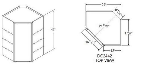 Aristokraft Cabinetry Select Series Korbett Paint Diagonal Corner Cabinet DC2442L Hinged Left