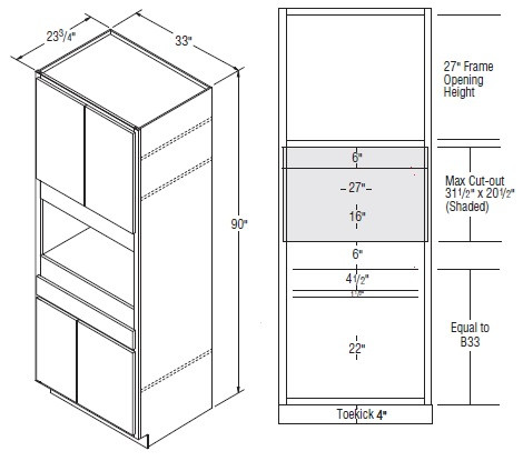 Aristokraft Cabinetry Select Series Korbett Paint Microwave Tall Cabinet TMW3390B