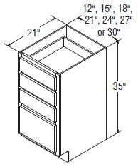 Aristokraft Cabinetry All Plywood Series Korbett Paint Vanity Four Drawer Base VDB1835-4
