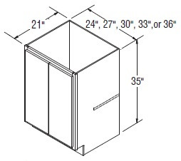 Aristokraft Cabinetry All Plywood Series Korbett Paint Vanity Base with Full Height Door VB3035FHB