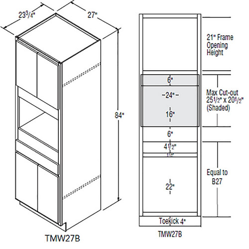 Aristokraft Cabinetry All Plywood Series Korbett Paint Microwave Tall Cabinet TMW27B