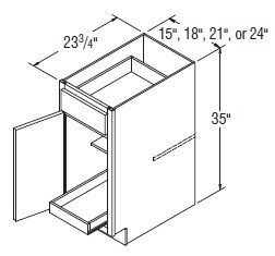 Aristokraft Cabinetry All Plywood Series Korbett Paint Base Cabinets with Roll Tray B21RT