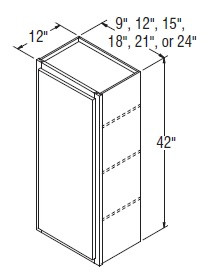 Aristokraft Cabinetry All Plywood Series Korbett Paint 5 Piece Wall Cabinet W1542R Hinged Right
