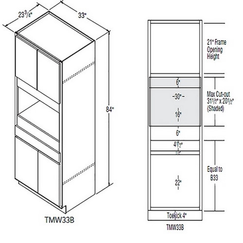 Aristokraft Cabinetry All Plywood Series Korbett Paint 5 Piece Microwave Tall Cabinet TMW33B