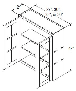 Aristokraft Cabinetry All Plywood Series Korbett Paint 5 Piece Wall Cabinet with Mullion Doors WMD2742B