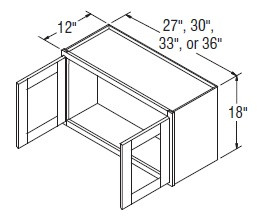 Aristokraft Cabinetry All Plywood Series Korbett Paint 5 Piece Wall Cabinet with Glass WWG3018B