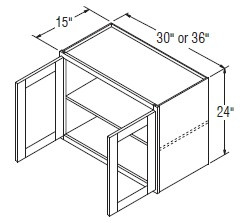 Aristokraft Cabinetry All Plywood Series Korbett Paint 5 Piece Wall Cabinet with Doors Prepped For Glass WPG362415B