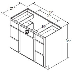 Aristokraft Cabinetry All Plywood Series Korbett Paint 5 Piece Vanity Double Drawer Base VDDB4235-3