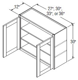 Aristokraft Cabinetry All Plywood Series Sinclair Birch Paint Wall Cabinet with Glass WWG3330B