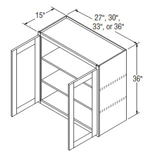 Aristokraft Cabinetry All Plywood Series Sinclair Birch Paint Wall Cabinet with Glass WWG303615B