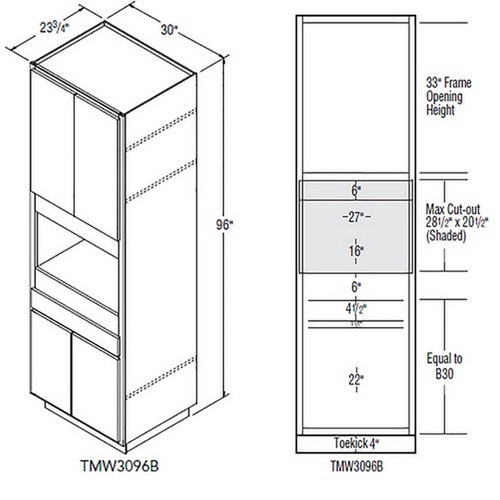 Aristokraft Cabinetry Select Series Sinclair Birch Paint Microwave Tall Cabinet TMW3096B