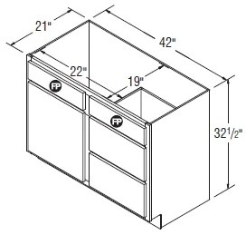 Aristokraft Cabinetry Select Series Sinclair Birch Vanity Door and Drawer Base VSD4232.5L Hinged Left