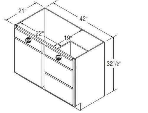 Aristokraft Cabinetry Select Series Sinclair Birch Vanity Door and Drawer Base VSD4232.5L Hinged Left