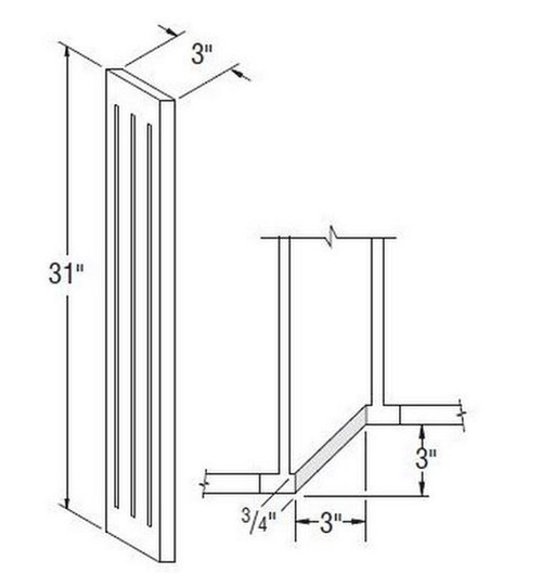 Aristokraft Cabinetry Select Series Sinclair Birch 45° Reversible Decorative Angled Filler ANGFF531