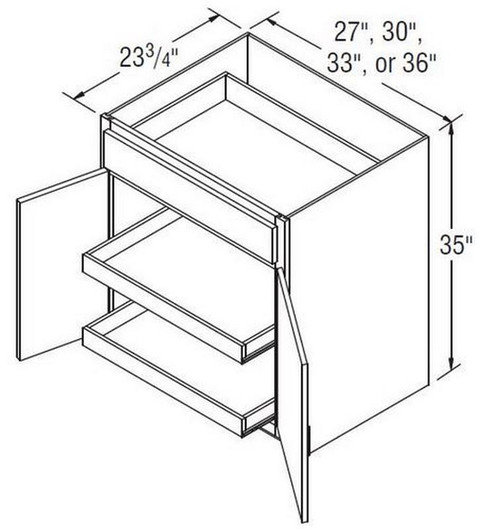 Aristokraft Cabinetry All Plywood Series Lillian PureStyle Paint Base Cabinets With Double Roll Tray B33RT-2B