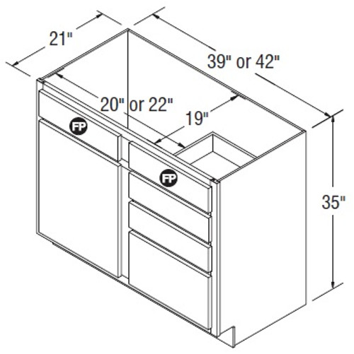 Aristokraft Cabinetry All Plywood Series Lillian PureStyle Paint Vanity Door with Drawer Base VSD4235L