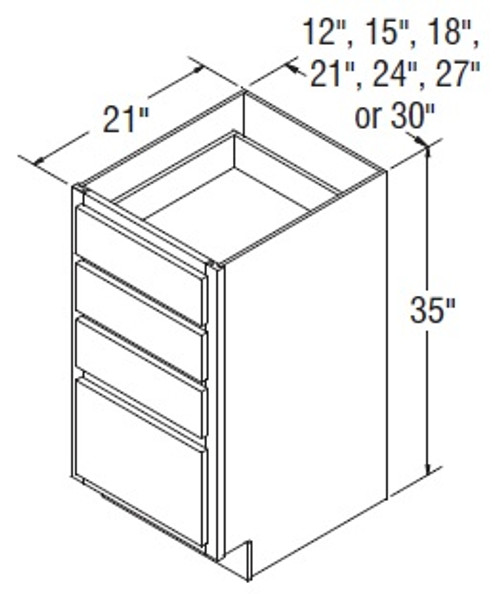 Aristokraft Cabinetry All Plywood Series Lillian PureStyle Paint Vanity Four Drawer Base VDB2735-4