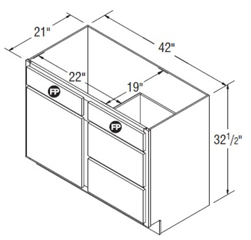 Aristokraft Cabinetry Select Series Lillian PureStyle Paint Vanity Door with Drawer Base VSD4232.5L