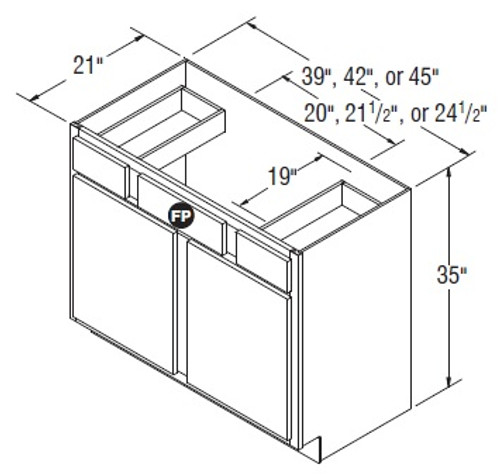 Aristokraft Cabinetry Select Series Lillian PureStyle Paint Vanity Sink Base VSB4535